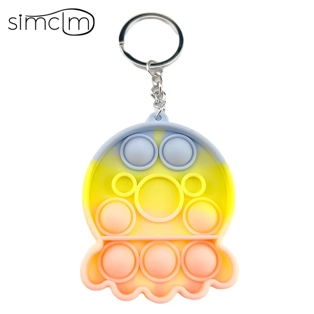 Mini Anime Push Keychain for Children Adult Sensory Trinkets Pop Bubble Among Us Key Ring Educational Cute Toy Anti-stress Funny H