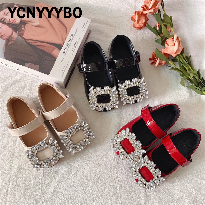 

Kids Princess Shoes Baby Girls Brand Ballet Flats Children Rhinestone Leather Shoes Toddler Dress Shoes Black Mary Jane Autumn