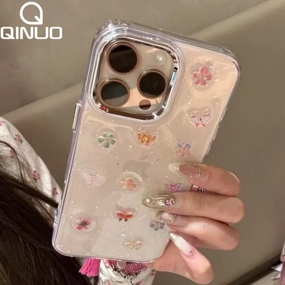 Luxury Glitter Butterfly Transparent Bumper Shockproof Silicone Protective Case