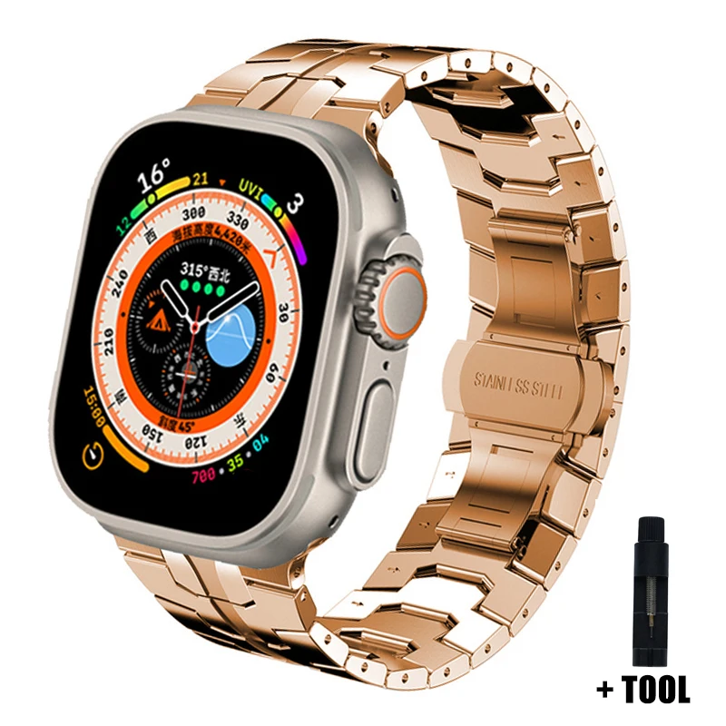 Elegant Stainless Steel Watch Band - Luxury Metal Bracelet Strap