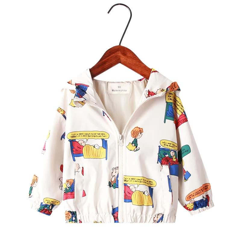 New Summer Autumn Kids Jackets Fashion Cartoon Print Baby Girls & Boys Outerwear 1-7Y Children Hooded Top Clothes For boys/girls