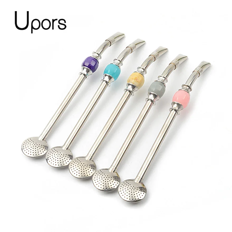 UPORS Reusable Yerba Mate Straw Bombilla Filter +1 Brush 304 Stainless Steel Drinking Straw for Mate Tea Accessories stainless steel straw,metal straw set,metal straws 1pcs