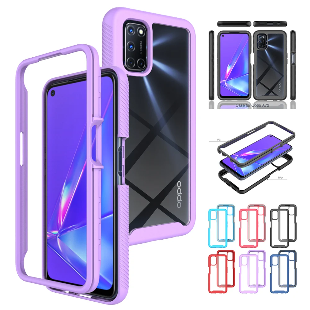 Para OPPO A72 5G Funda protectora PC + TPU a prueba de golpes con soporte de