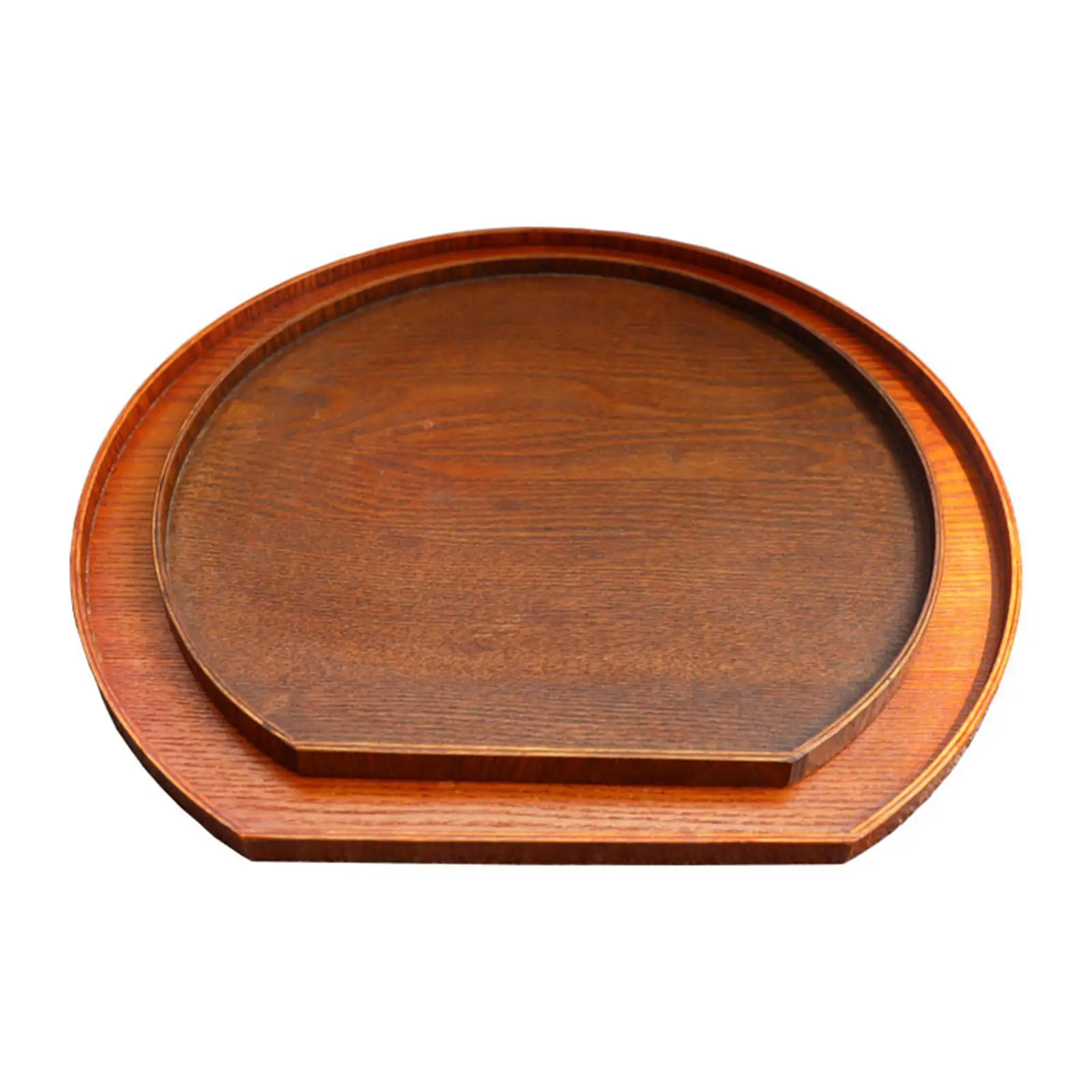 Wooden Serving Tray Round Tea Drink Platter Dessert Plates with Edge Tray