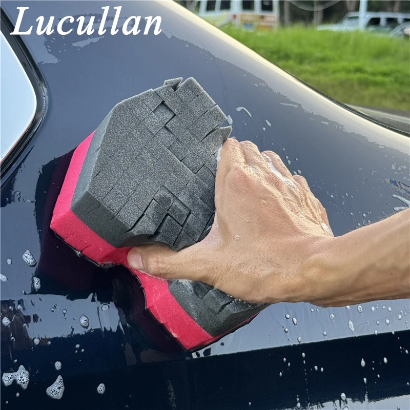 Double Side Cross-Cut Sponge 2.0 Better Grip and Access Tight Spaces For Rinseless Car Wash