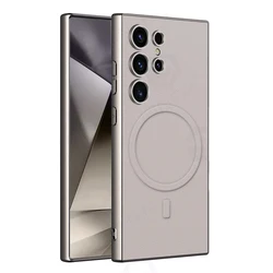 Luxury PU Leather Magnetic Shockproof Bumper Case with Magsafe Compatibility - Sam S25 Plus (Gray SP CC)