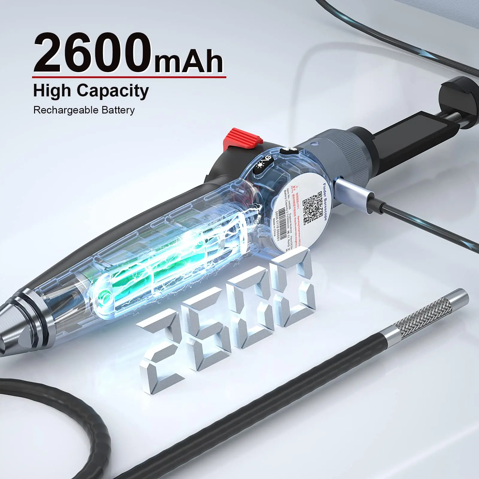 Ralcam Articulating Borescope, Two-Way 180&deg; 6.2mm Lens, 6pcs LED Lights, HD 1080P Inspection Camera for IOS&Android