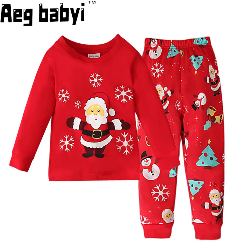 

Cartoon Christmas Santa Kid Boys Girls Clothes Set Baby Long Sleeve Pajamas T-shirt Tops +Pants 2Pcs Home Clothing Nightwear