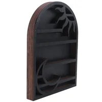 Stylish Wood Storage Shelf Wall Mounted Crescent Sun & Moon Crystal Design Practical Organizer for Home Decor 1