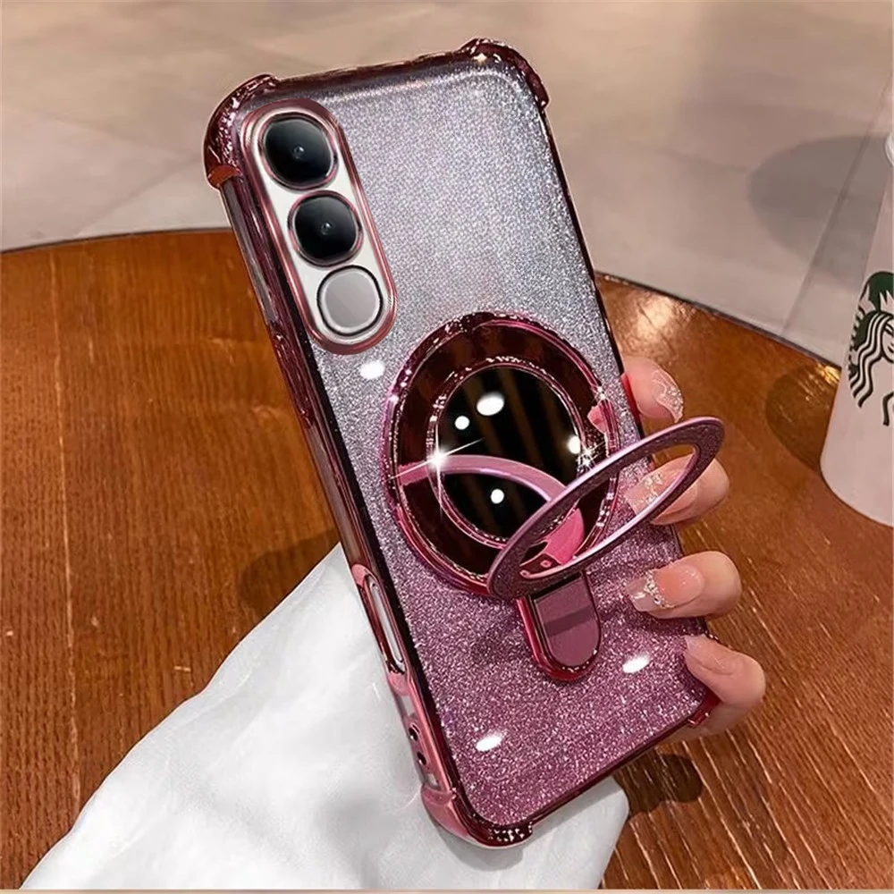 Luxury Plating Glitter Mirror Holder Shockproof Silicone Phone Case