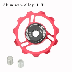 High-Performance Bicycle Derailleur Pulley Wheel with Ceramic Bearings (HA 11T Red Metal)