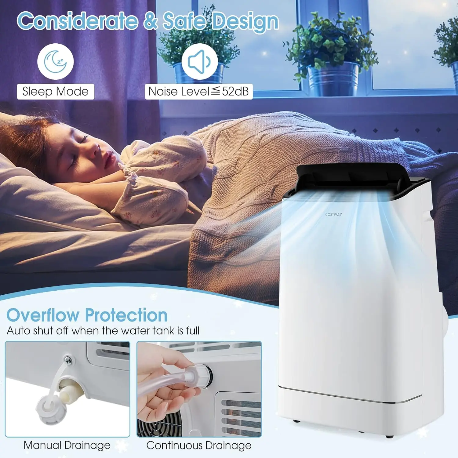 15000 BTU Portable Air Conditioner, with Heat, Auto Swing 4-in-1 AC Unit for Rooms up to 800 Sq.Ft, with Built-in Dehumidifier 5