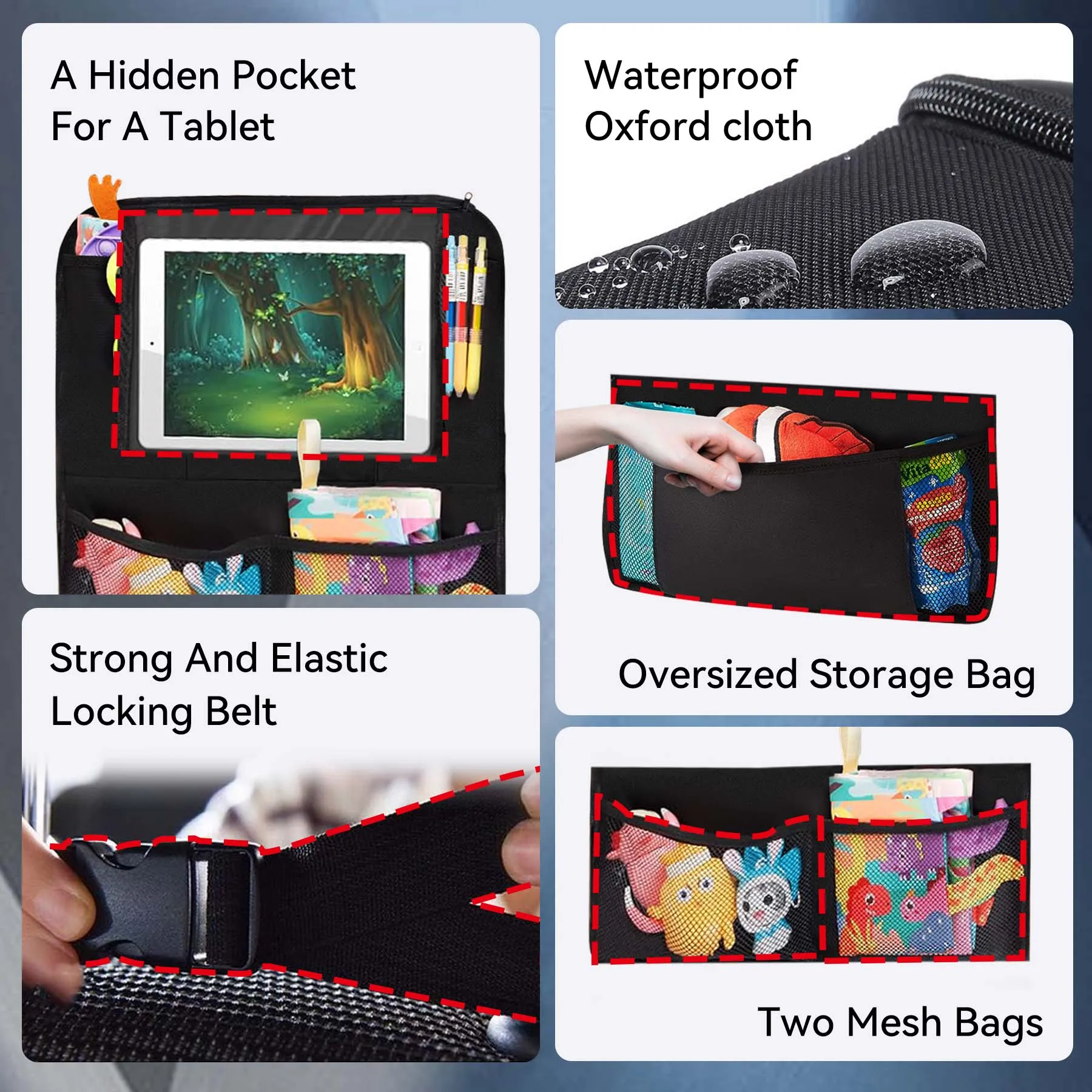 Car Back Multi Pocket Storage Bag with Tablet Holder for Kids Car Seat Organizer car seat organizer