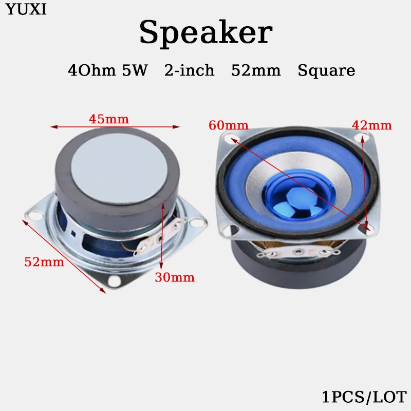 YUXI 2-Inch Full Frequency Blue Speaker - 5W 4-Ohm Replacement Part
