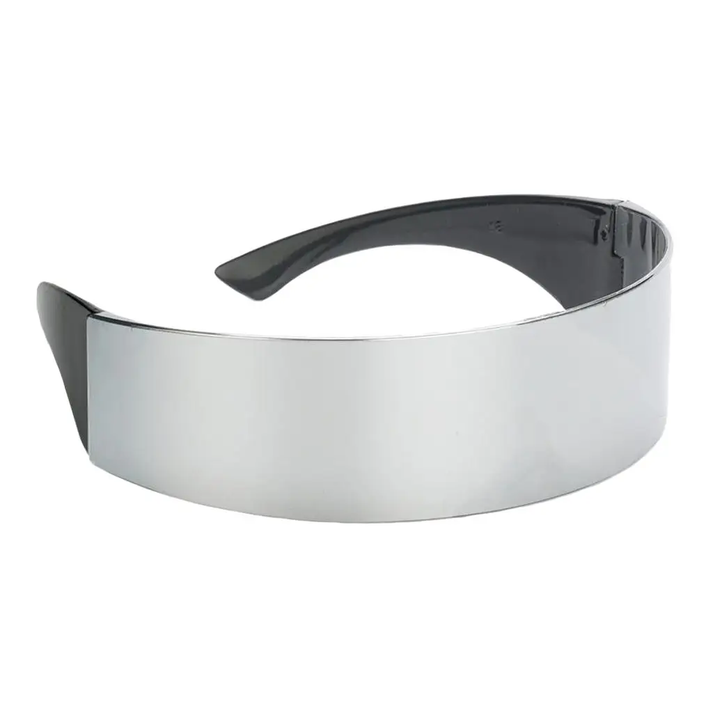 Stylish Metallic Silver Outer Space Robot Alien Eye Glasses Shade Eyewear Sunglasses One Pieces Robots Goggle Eyeglasses