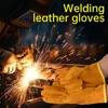 Men Women Leather Work Gloves Garden Welding Security Protection Safety Working Mechanic For Multipurpose,Wear Resistant 2