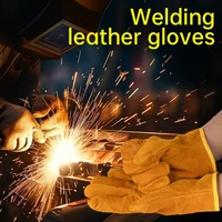 Men Women Leather Work Gloves Garden Welding Security Protection Safety Working Mechanic For Multipurpose,Wear Resistant 2