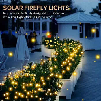 Firefly Garden Lights solar outdoor, 2 Pack 16 LED Solar Swaying Lights Waterproof, Perfect Atmosphere Light for Pathway Patio 2