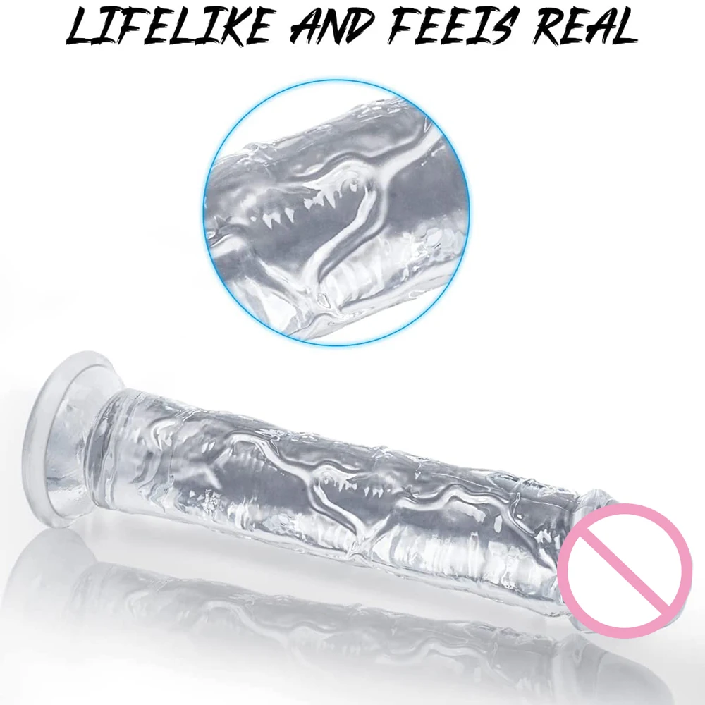 Sex toys Realistic Dildo for Women Silicone Beginner Clear Dildo with Strong Suction Cup Hands-Free Play for Adult Sex Masturbator G Spot