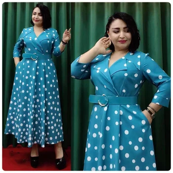 MAMADA L7628 New Fashion Style Print Long Dress African Women Clothing Dashiki Abaya Length 150CM Size L - XXXXL Included Belt 1