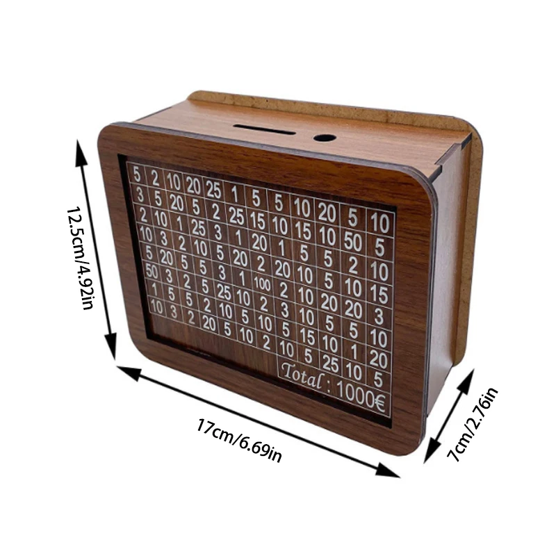 Wooden Money Box 1000/3000/5000/10,000 Euro Reusable with Savings Target and Number Box Home Decoration