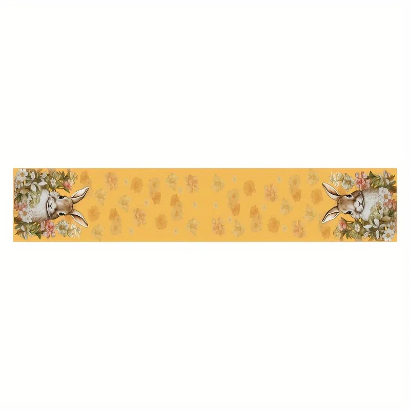 Happy Rabbit Easter Table Runner Spring and Summer Seasonal Festivals Kitchen Table Decoration Indoor and Outdoor Family Party D