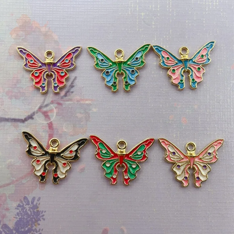 

10Pcs Drip Oil Enamel Butterfly Pendant Cute Animal Earring Necklace Bracelet Making Accessories Sweet Charm for Jewelry Finding