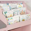 67" Kids Reading Nook with Bench, Kids Bookshelf and Bookcase with Seat Cushion and 6 Storage Cubbies, Toy Storage Box on Wheels 6