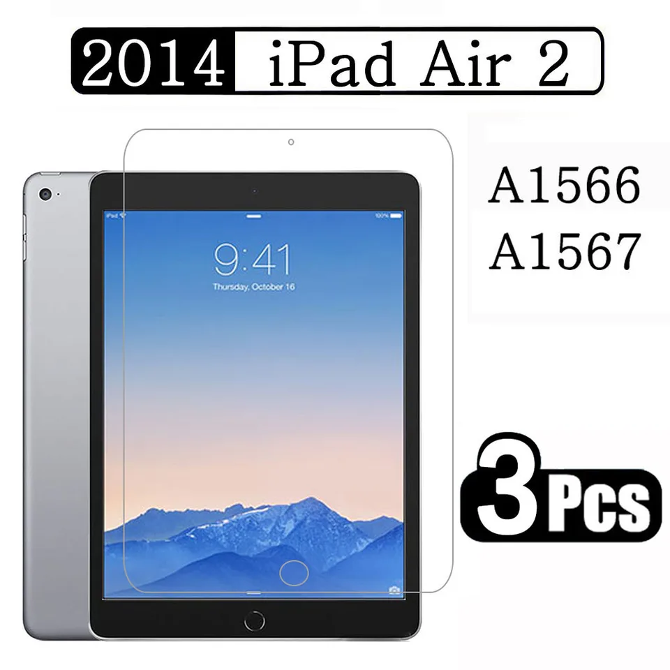 3 Packs) Tempered Glass For Apple iPad Air 2 2014 Air2 A1566 A1567
