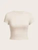 4 pieces Solid color basic short sleeved tight fitting T-shirt for women's casual summer minimalist women's style top O-neck 4