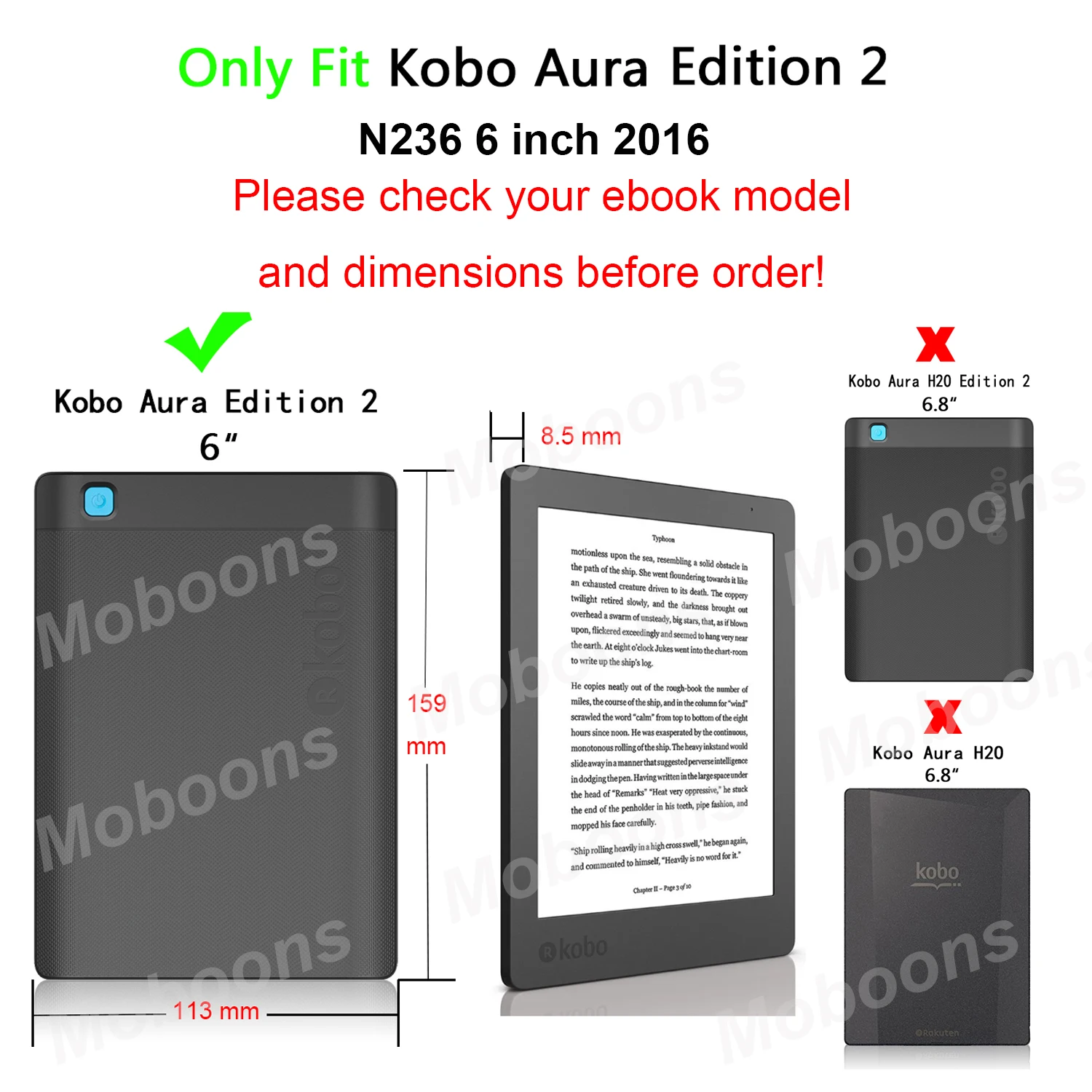 Etui Temium Sleepcover Noir pour liseuse numérique Kobo Aura 2