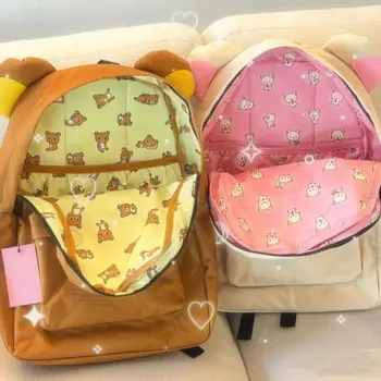 Zaino Rilakkumas Cartoon Kawaii Korilakkuma Ricamo Zaino in nylon impermeabile Borsa da scuola per studenti di grande capacità per ragazze e ragazzi 1