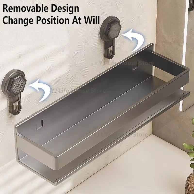 Wall-mounted Bathroom Shlef Suction Cup Shower Shelves Shower Storage Holder Rack Shampoo Storage Rack Bathroom Organizer 2