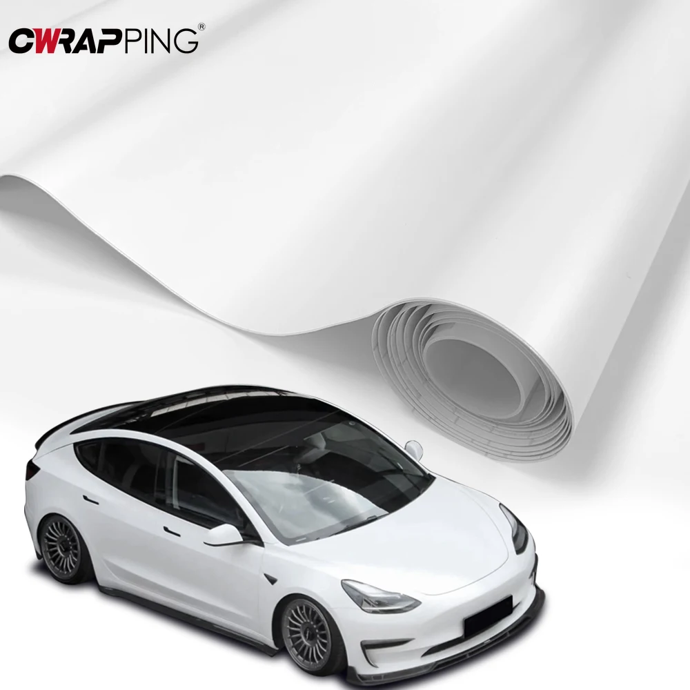 Matte White Vinyl Car Wrap Film Foil Sticker Universal Self-adhesion Waterproof Protection Film for Car Motorcycle Accessories 1