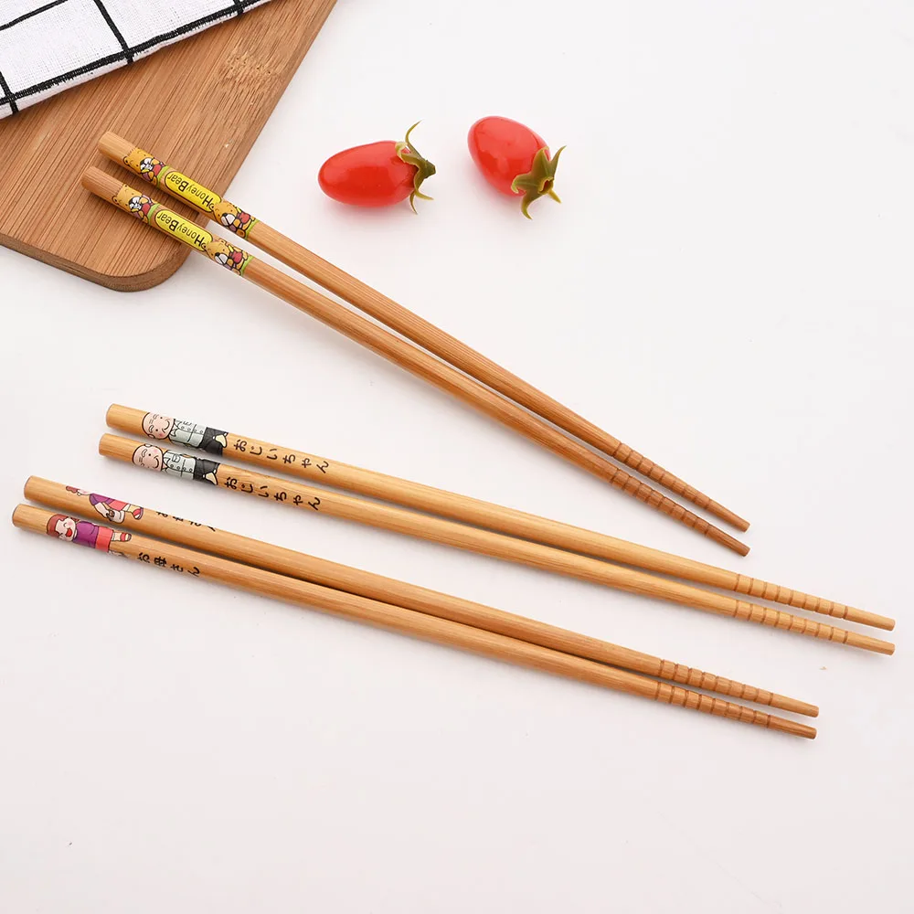 Multicolor Non-Slip Bamboo Chopsticks Set - 5 Pairs of Japanese Natural Wood Sushi Tableware