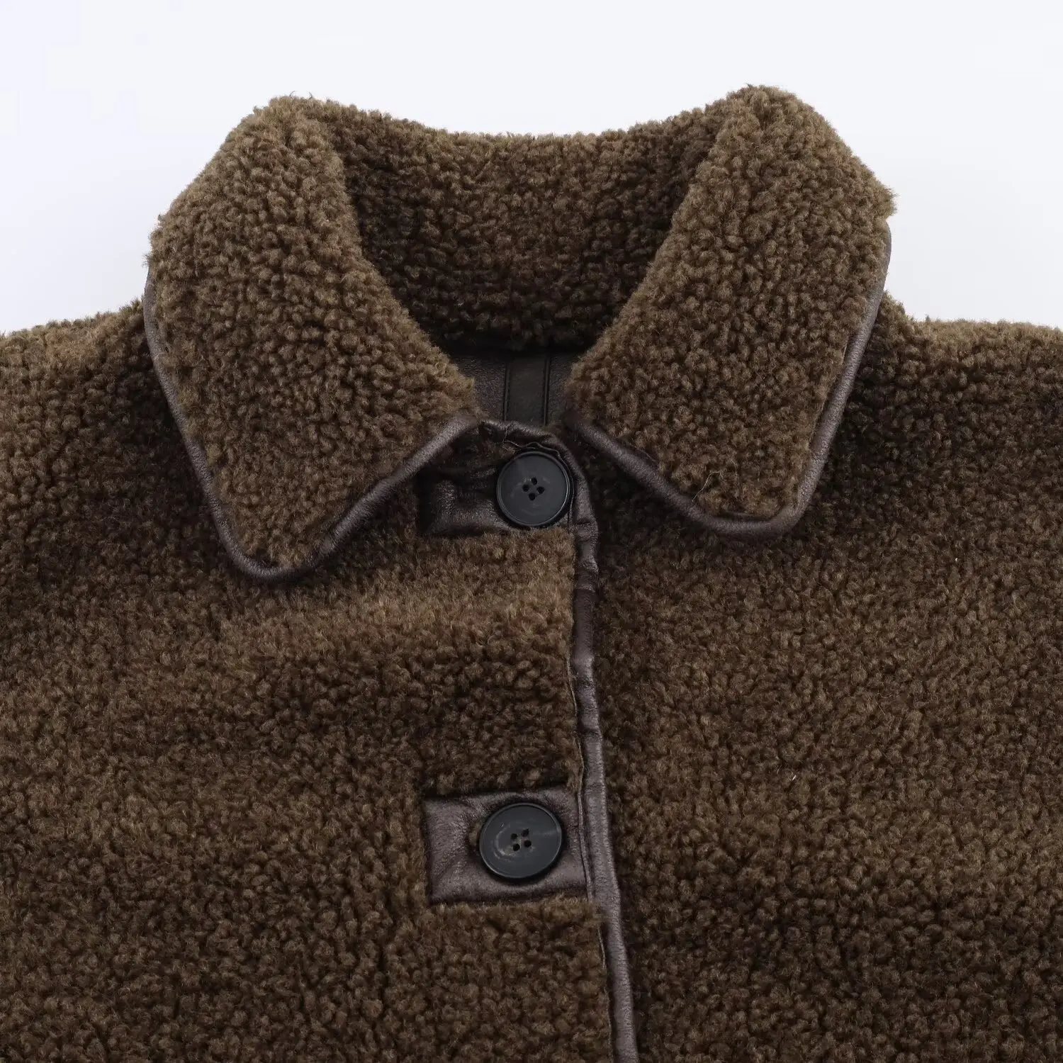 Women Warm Jacket - Casual Streetwear Single Breasted Lapel Collar Coat With Button Decoration