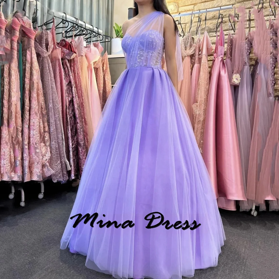 

Mina 2024 Shiny Sticker Ball Dresses up a Graduation Evening Dress with Thin Gauze on the Shoulder Graduation Wedding Dress