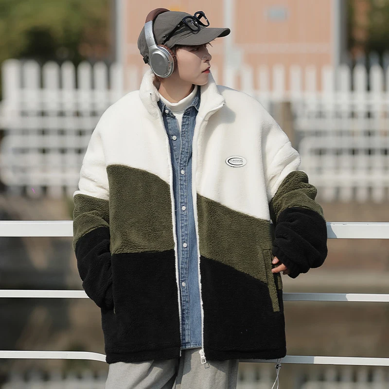 2024 Zippered Warm Jacket Winter Men's and Women's Couple Clothes Casual Fleece Warm Coat Classic Fleece Bomber Jacket Men