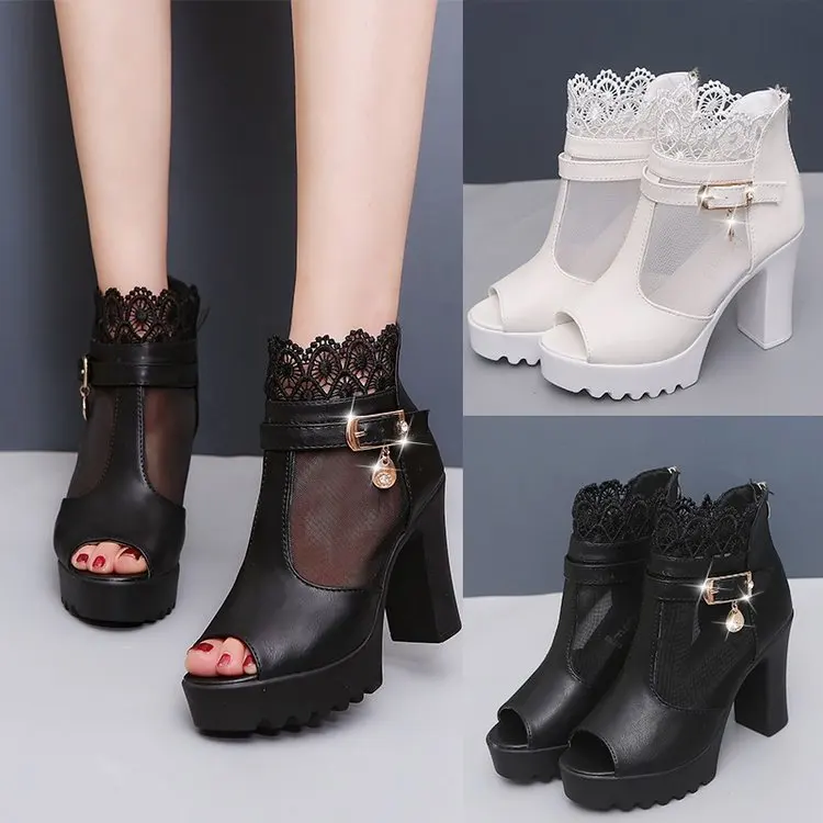 Sandalo Femminile Block Heels All-Match Comfort Shoes For Women Espadrillas Platform Traspirante 2023 Summer Open Toe Girls Chunky Hi