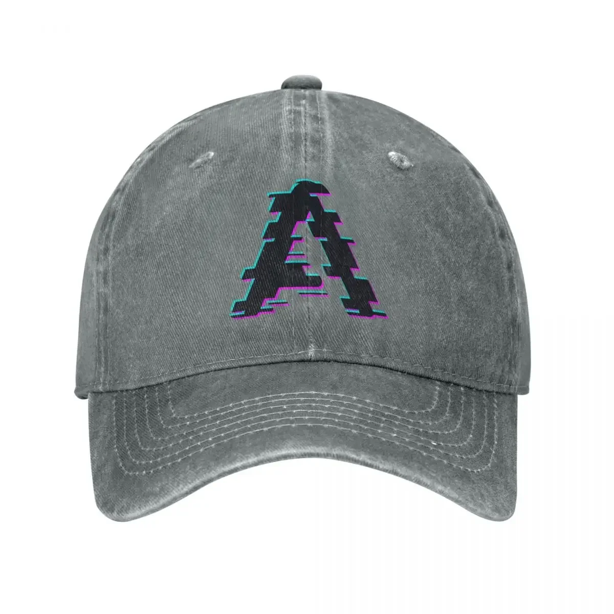 

Letter A Glitch English Alphabet Baseball Cap Vintage Distressed Denim Sun Cap Unisex Outdoor Activities Hats All Seasons Travel