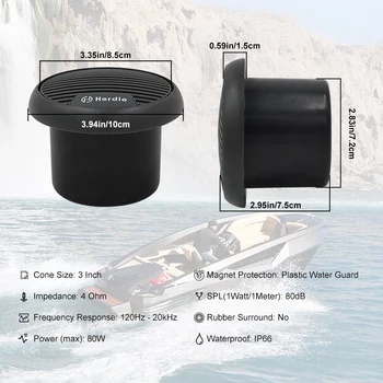 Herdio 140W Two-Way Marine Waterproof Stereo Mini Speaker System Is Applicable To ATV UTV Motorcycle Outdoor 4