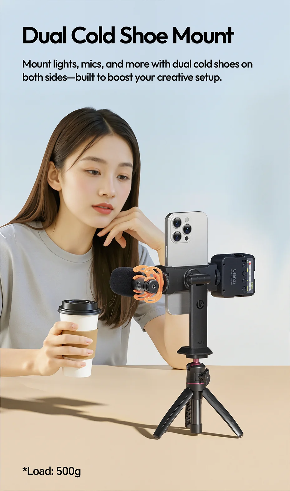 Phone Holder Rotatable Phone Clip with 1/4' Screw Hole & Uka Base Clamp 60-105MM
