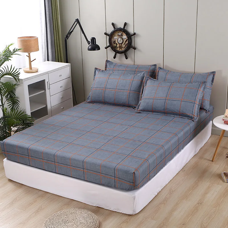 

2024 Spring New Modern Simple Checkered Stripe Solid Color Fitted Sheet Set