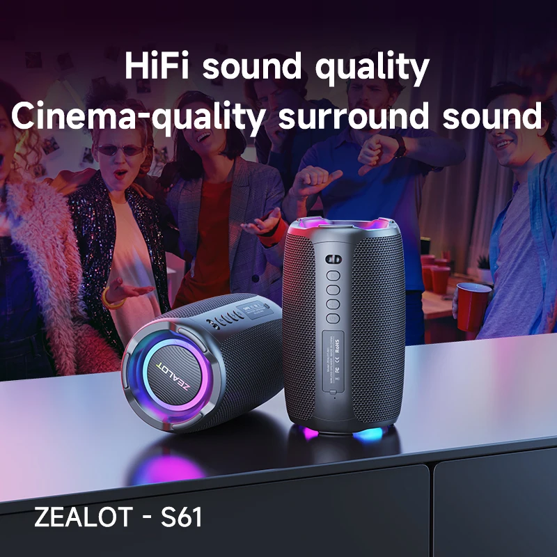 ZEALOT-S61 Bluetooth Speaker,with IPX6 Waterproof Protection and
