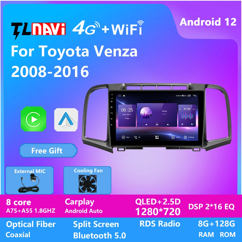 8G128GAndroid12ForToyotaVenza20082016CarRadioMultimediaVideo