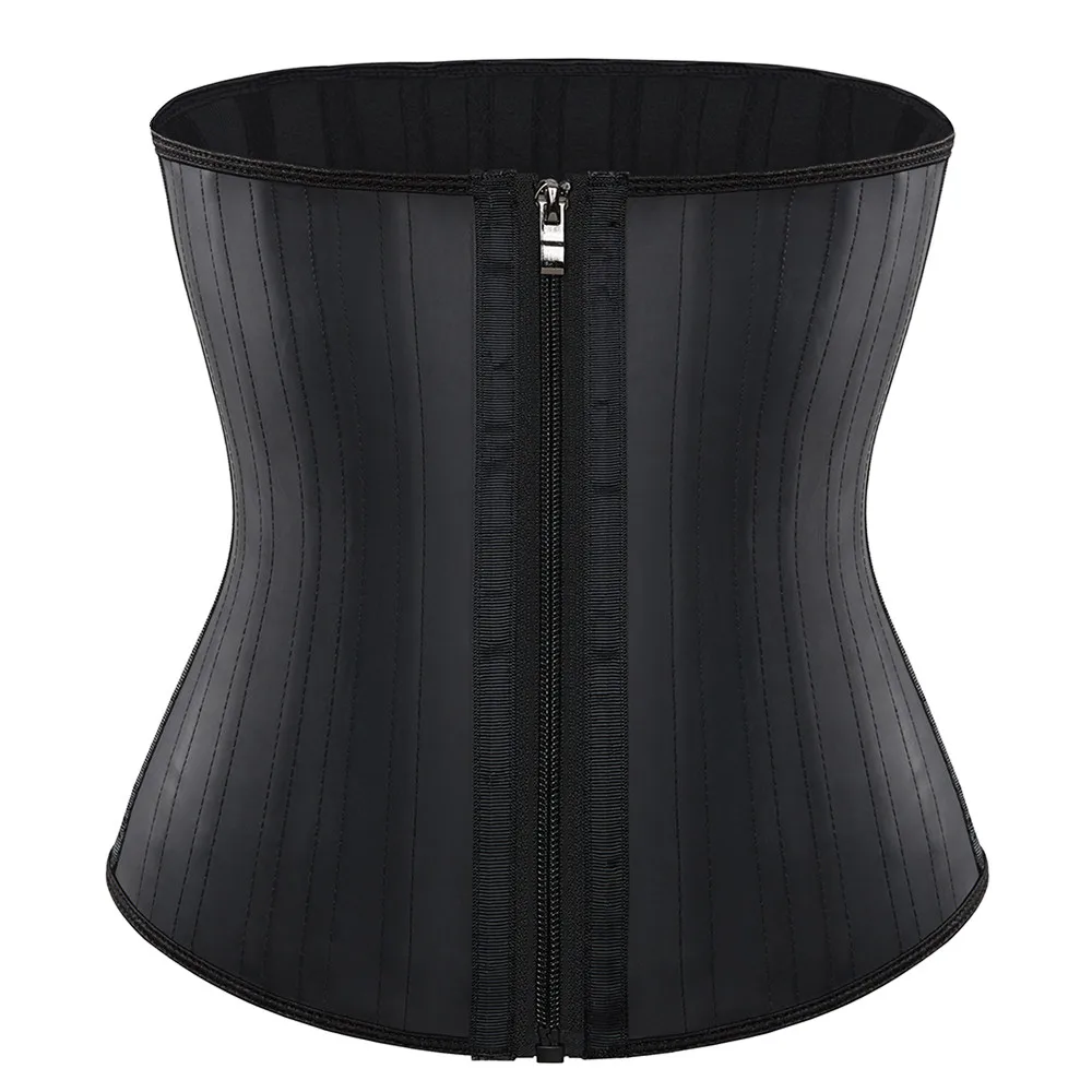 25SteelBonedLatexShapewearWaistTrainerCorsetWithZipperBody