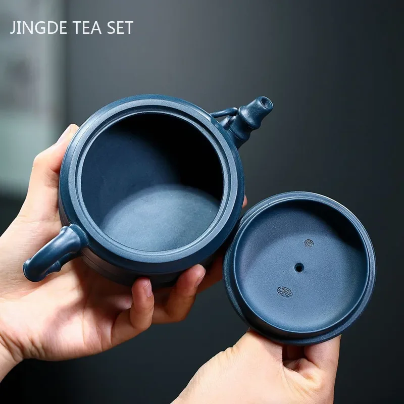 250ml Yixing Purple Clay Tea Pots Handmade Bamboo Joint Teapot  Raw Ore Azure Mud Teaware Tie Guanyin Tea Ceremony Gifts