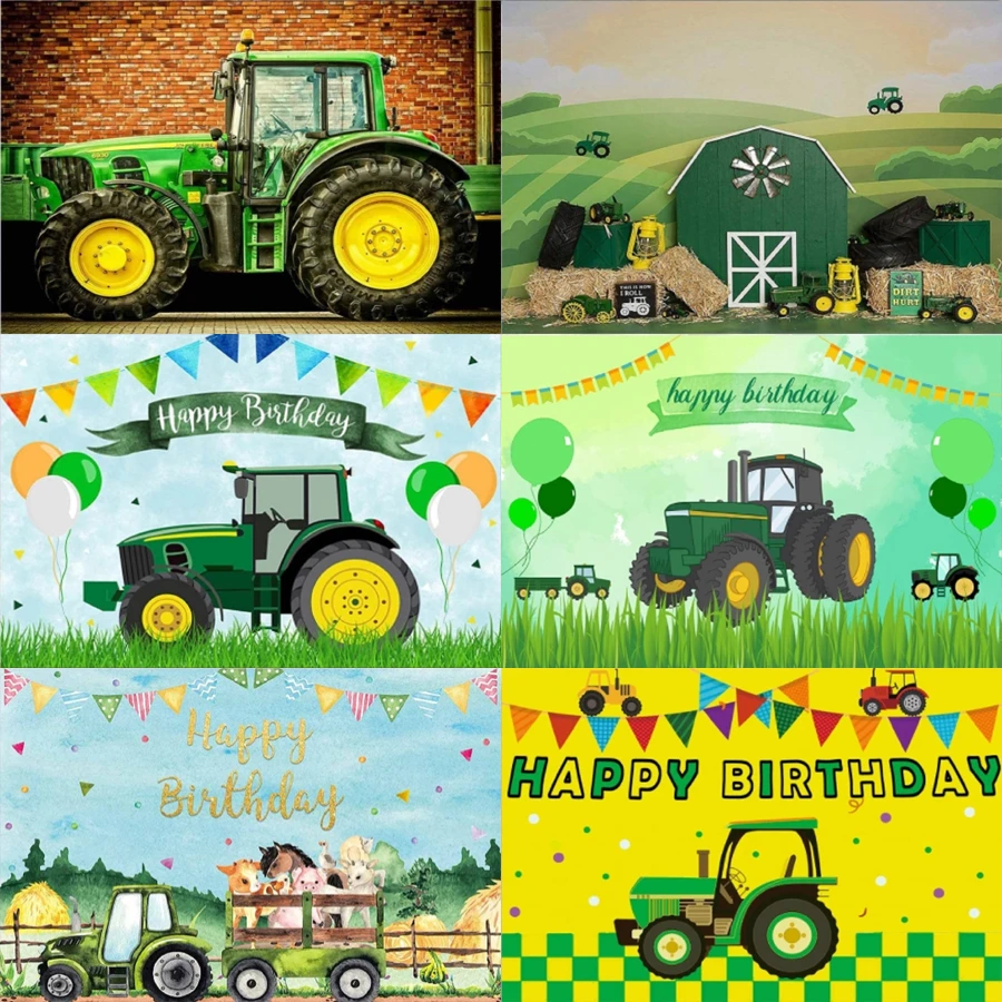 Photography Backdrop For Boy Green Grass Tractor Background Farm Happy Photography backdrop for boy green grass tractor background farm happy