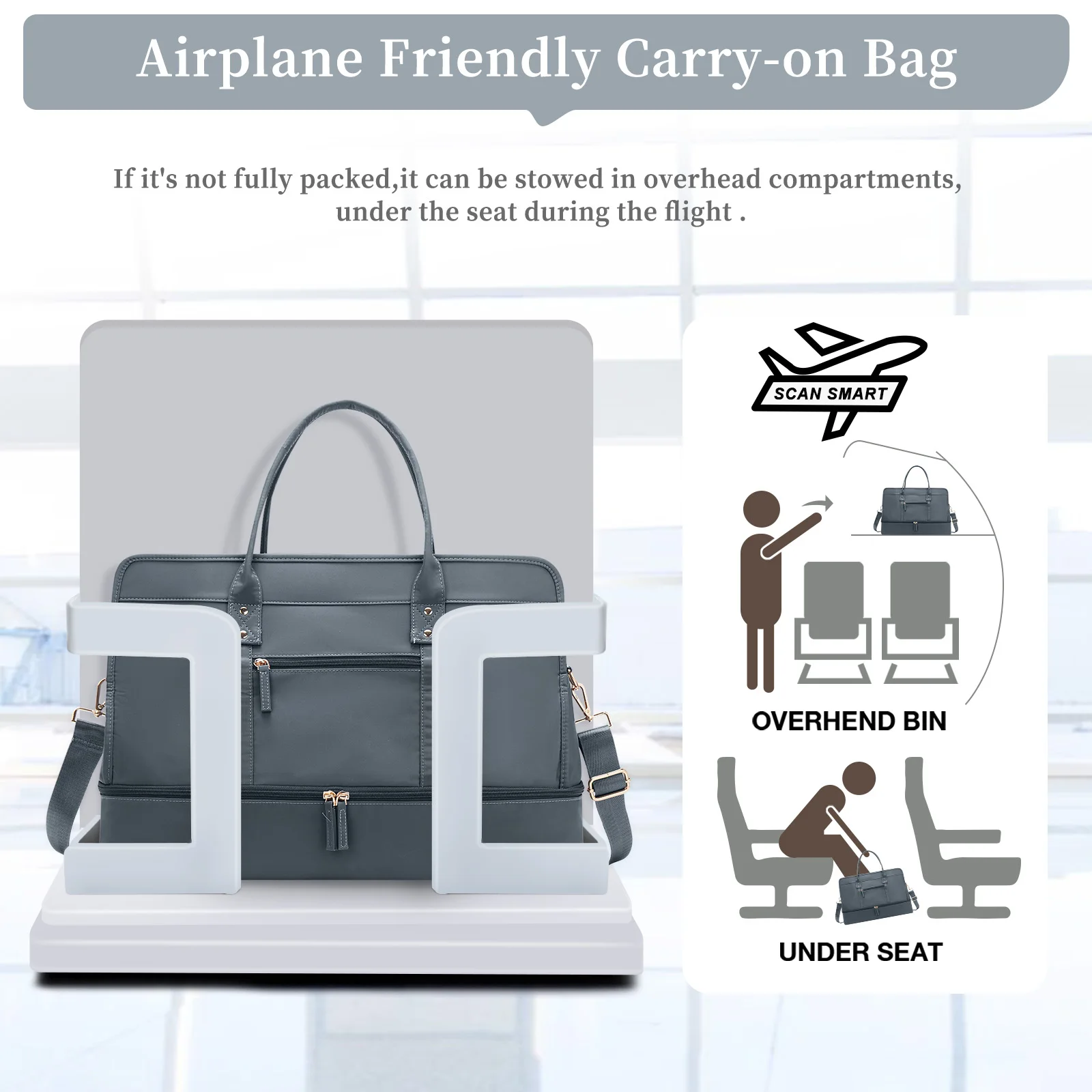 Women's Business Travel Luggage Bag Portable Storage Bag, Large Capacity Travlel Bag with Shoe Compartment Duffle Weekends ﻿