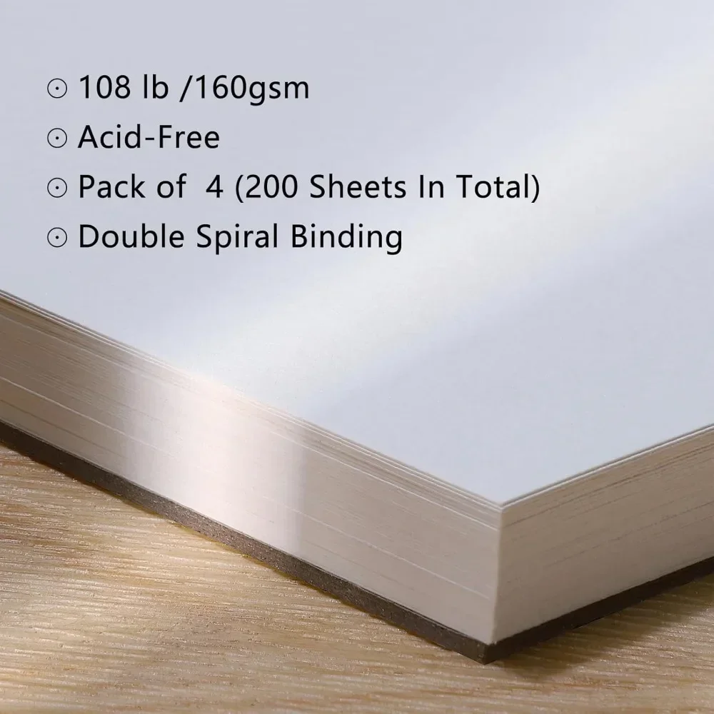 4 Pack of Mixed Media Sketchbooks, 5.5x8.5 Inch Drawing Paper Sketchbooks, 108lb/160gsm Heavy Duty Spiral Bound Sketchbooks 3